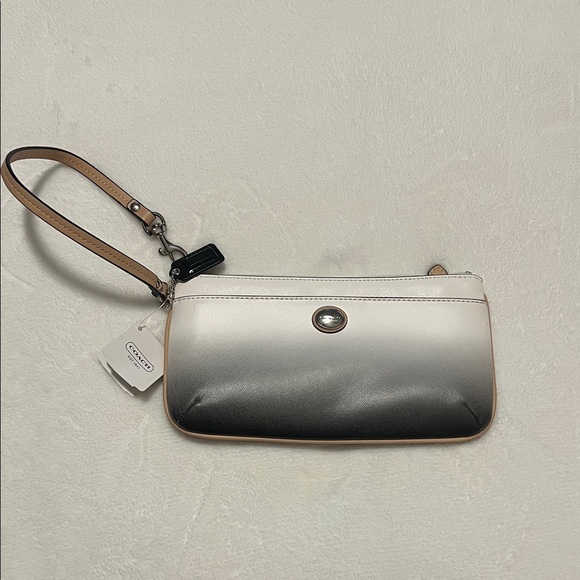 Coach Two-Tone Wristlet with Tan Strap - Picture 1 of 8